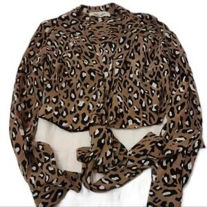 Diane von Furstenberg 100% Silk Animal Print Blouse Wrap Top